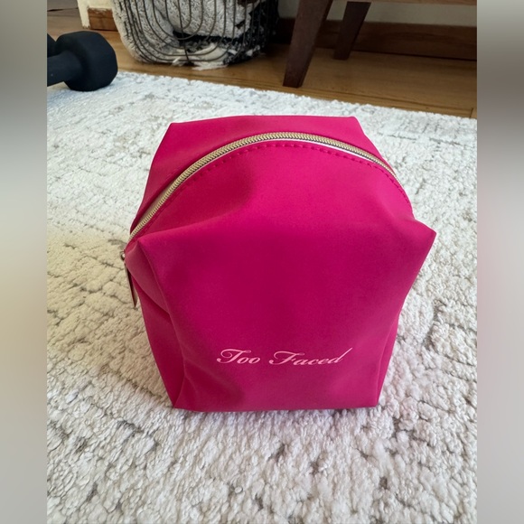 Too Faced Hot Pink Fuchsia Pink Square Makeup Bag Toiletry Bag - Picture 3 of 8